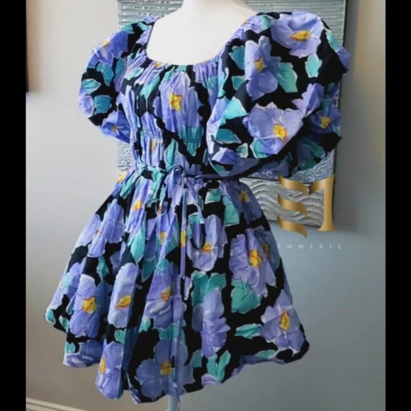 Floral Puff Sleeve Dress_Small - Picture 2 of 8